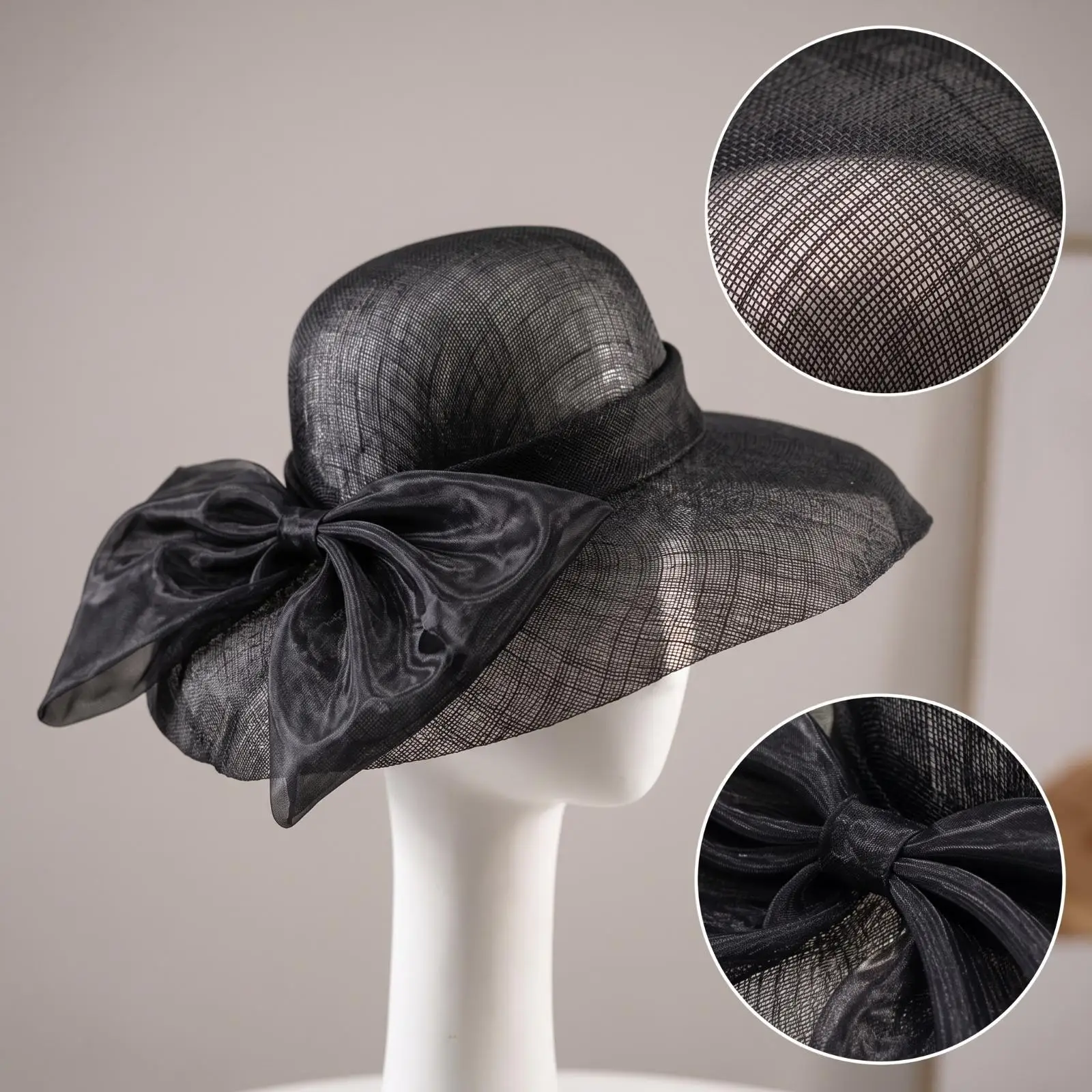 Stylish Women Sun Hat Linen Material Bow Accent Wide Brim Foldable Beach Visor Hat for Hot Weather Comfort
