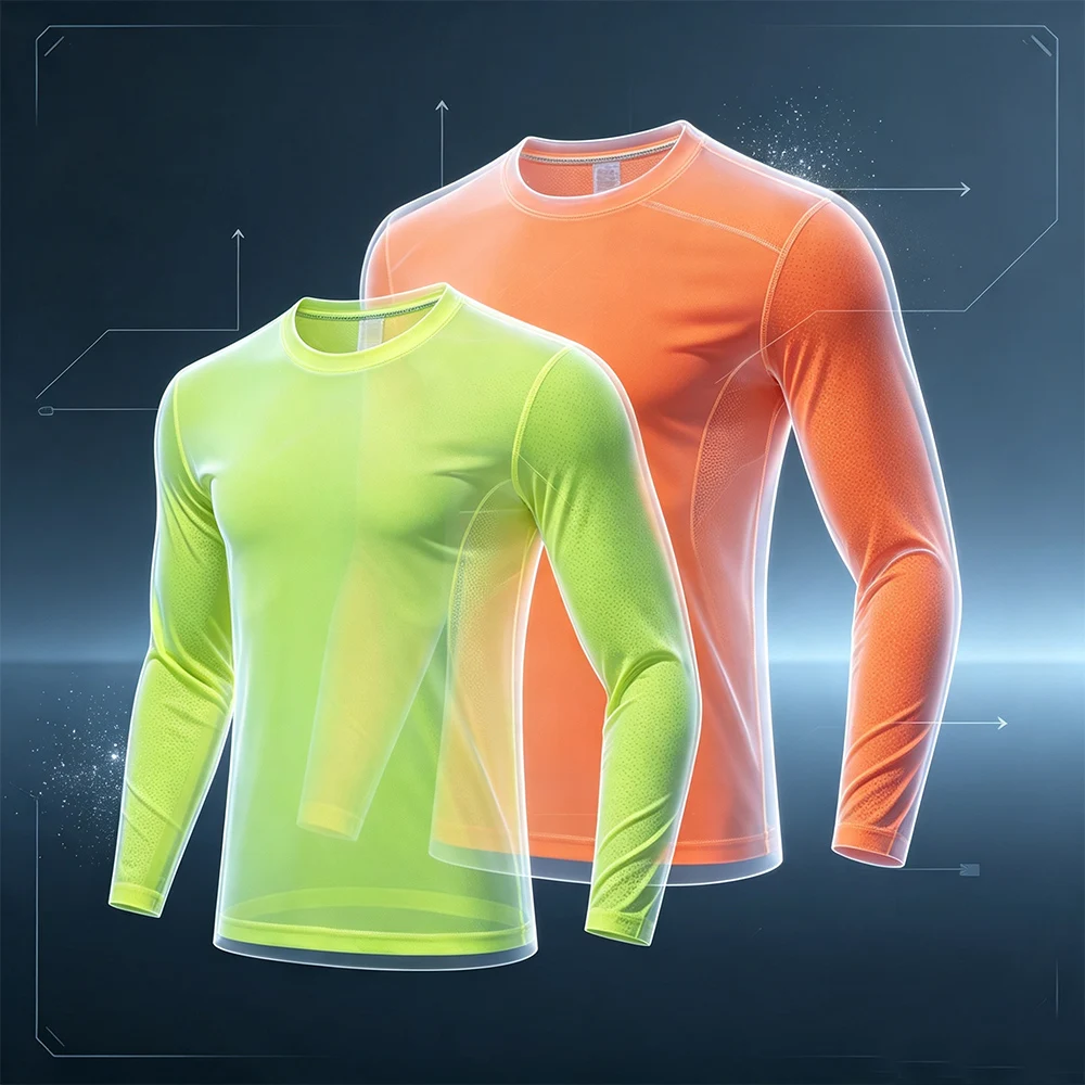 2 Pack UPF50+ Men's Long Sleeve Crew Neck Tee Micro Mesh Quick Dry Breathable Tops for Outdoor Sports Workout Casual