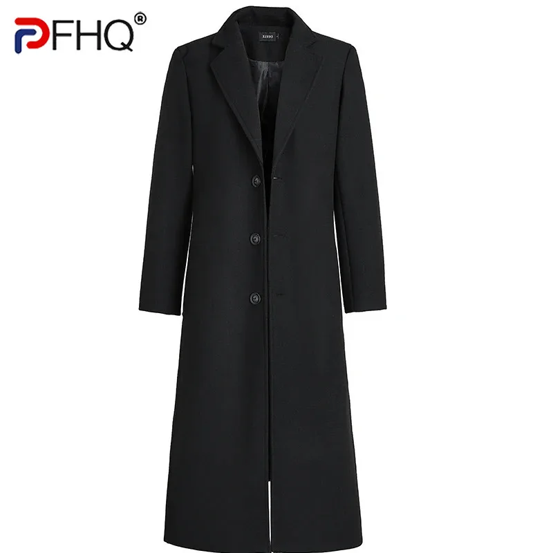 

PFHQ Autumn Winter Men's Windbreaker Korean Slim Fit Coat Suit Windbreaker Solid Color 2024 Male Trench Fashion 21Z6033