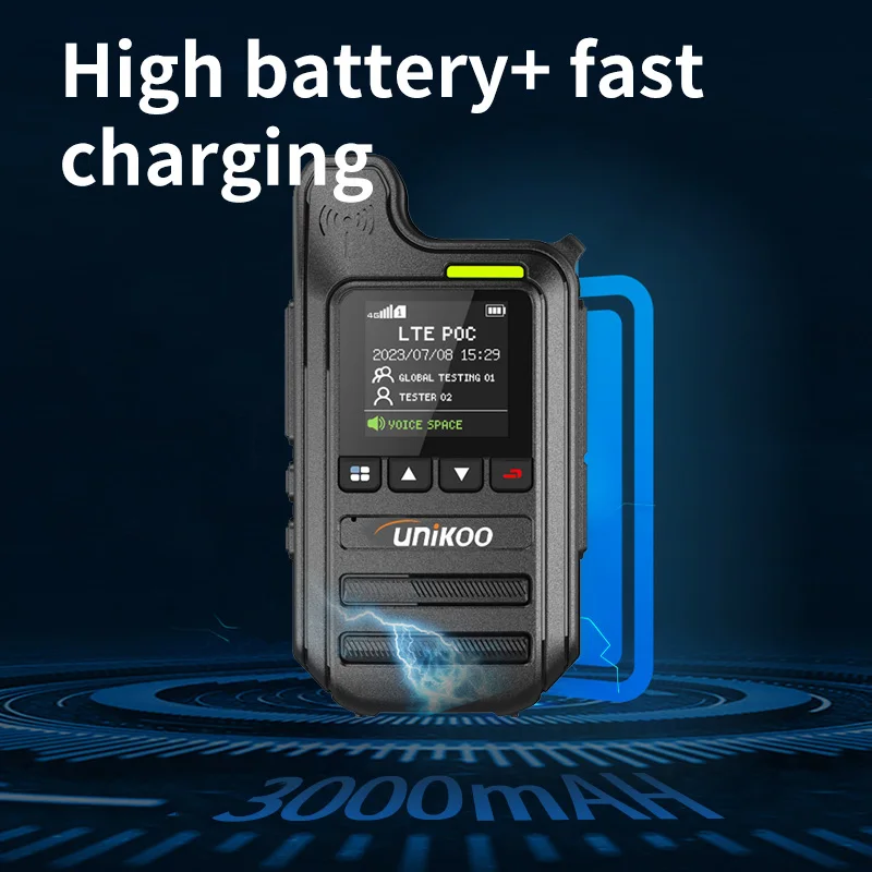 UNIKOO PN335 POC Walkie Talkie 4G Radio de red de largo alcance 5000km 200 canales cargador tipo C 4G POC Radio tarjeta SIM gratis