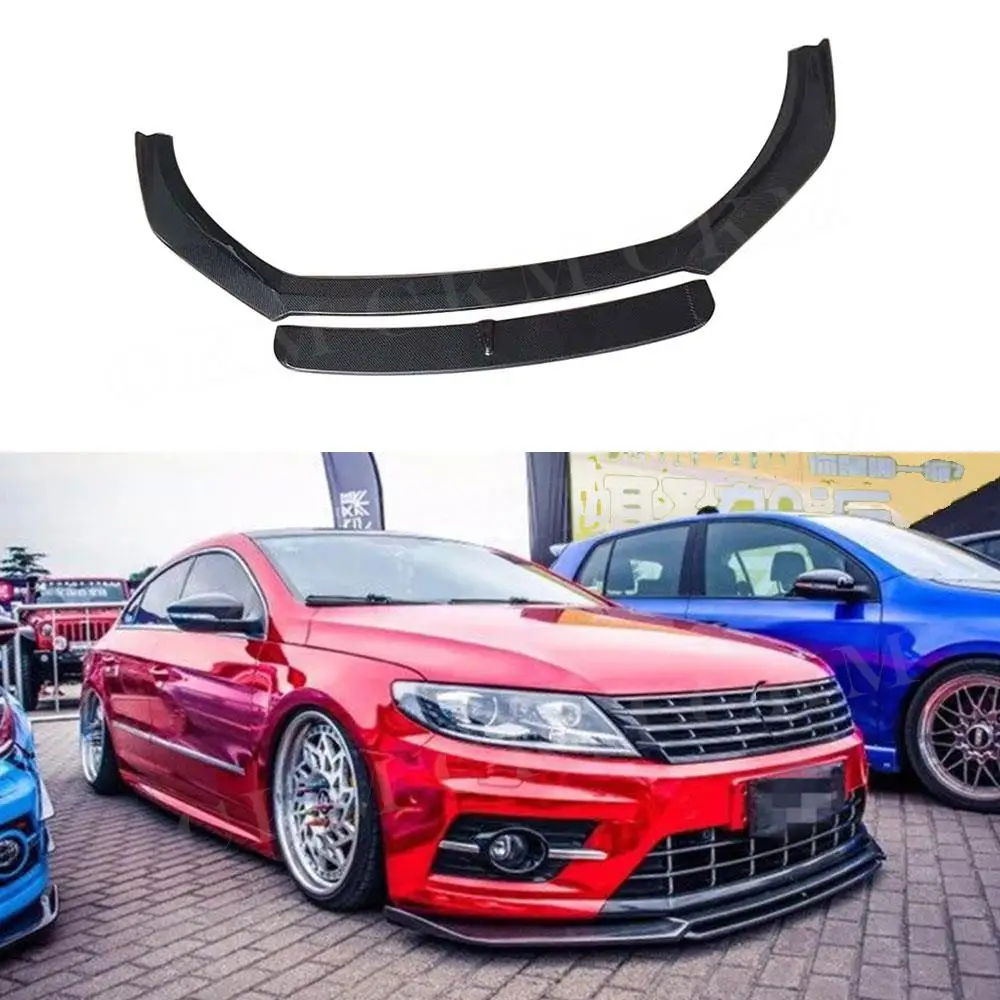 E Style Front Lip Carbon Fiber Racing Front Bumper Lip Spoiler Chin Splitter Guard for Volkswagen VW Passat CC Rline 2013-2017