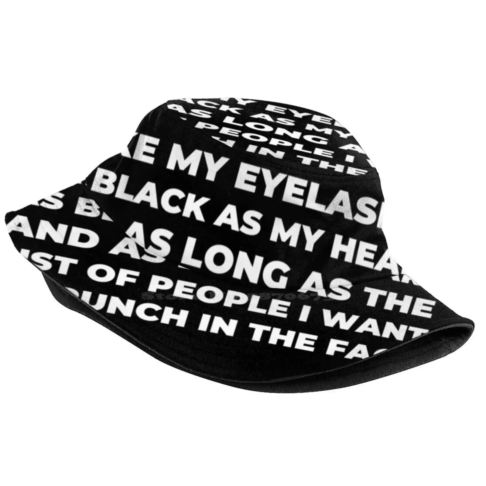 I Like My Eyelashes As Black As My Heart Sun Cap Fisherman Hat Bucket Hats Makeup Women Black Heart Long Eyelashes Punch Hate