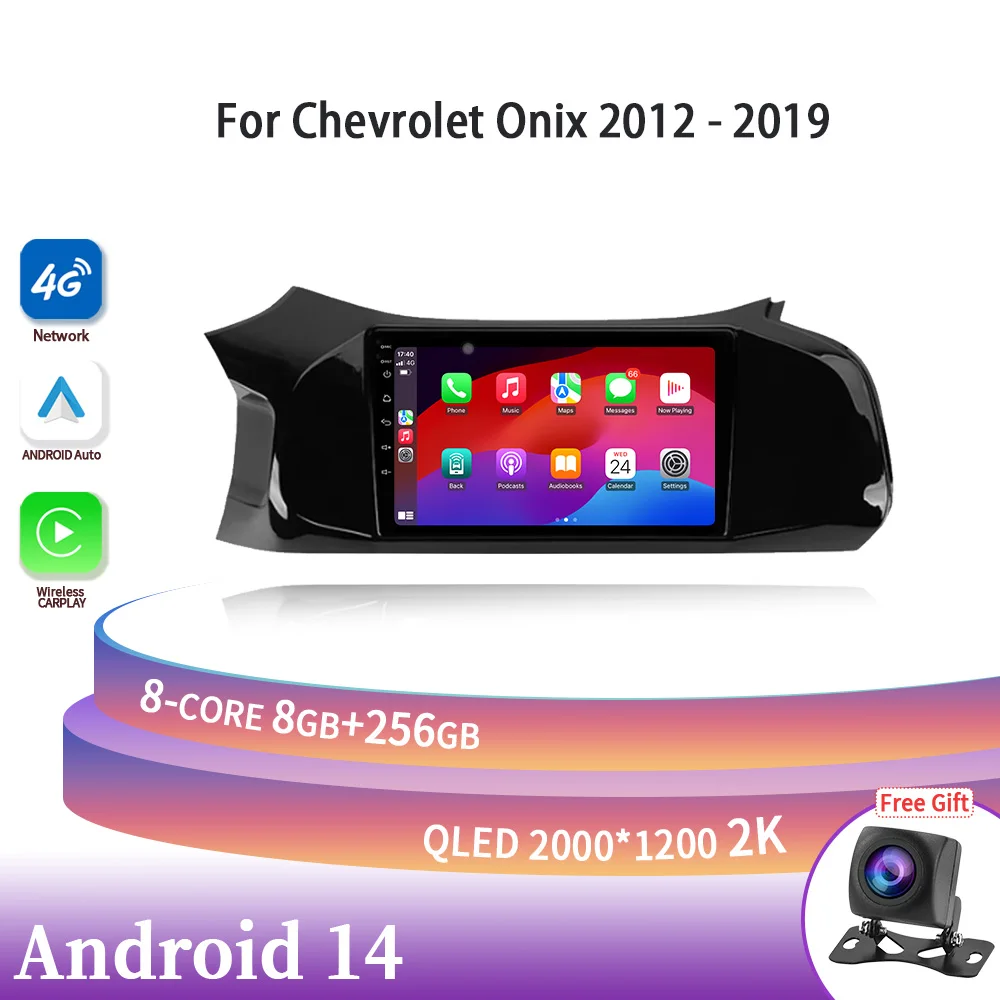 

Car Radio Multimedia Navigation 4G For Chevrolet Onix 2012-2019 Screen Android 14 Head Unit Wireless Carplay Stereo GPS 2DIN