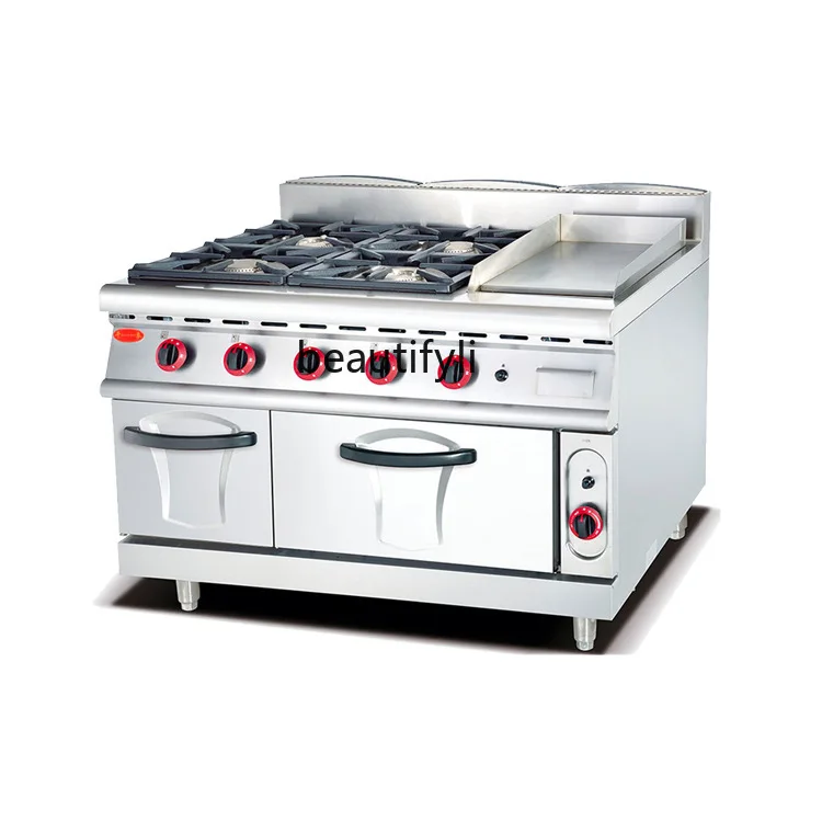 

Four-head gas pot stove with grill stove and gas oven luxury combination commercial