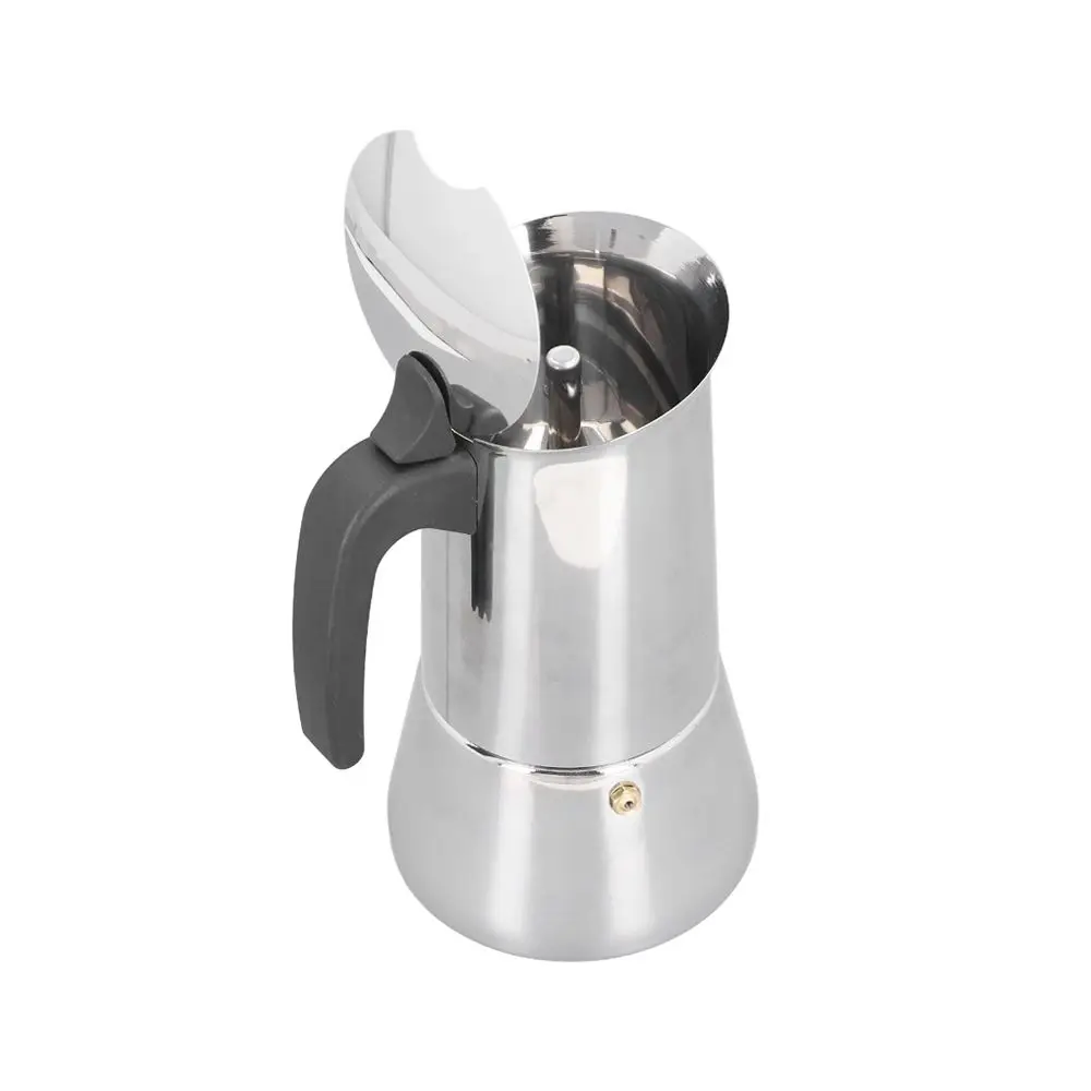 Stainless Steel Moka Pot Large Capacity Silver Stovetop Moka Pot Sturdy Construction Stovetop Espresso Maker Coffee Making