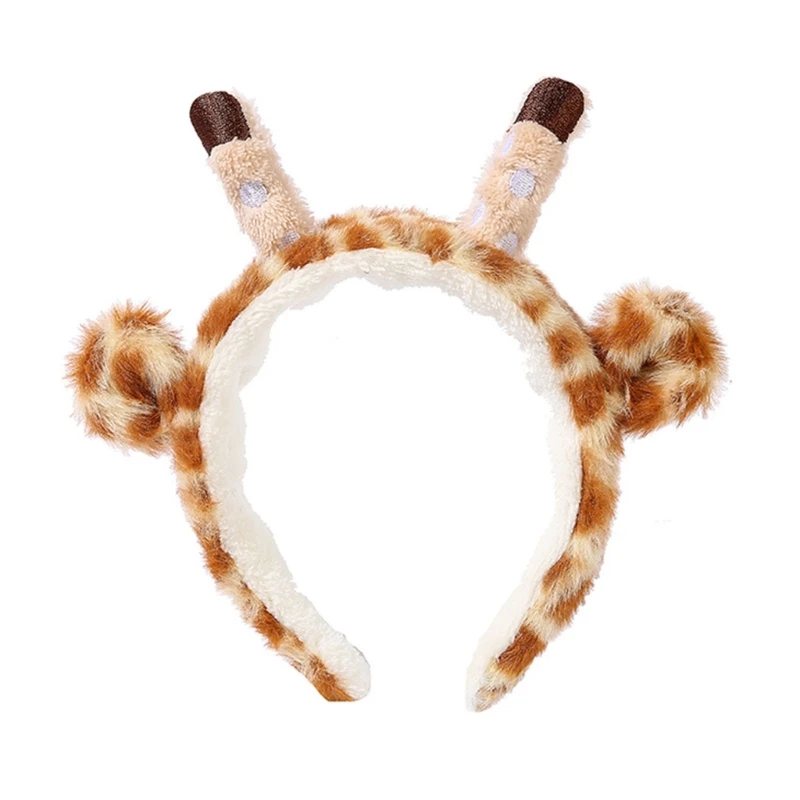 Woman Plush Hairbands & Wristband Cartoon Giraffe Plush Headband Wash Face Hairband Woman Hair Holder Turban DropShipping