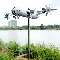 Super Fortress Aircraft Windmill Iron Metal Spinner Aircraft Windmill Wind Energy Sculpture for Outdoor Garden Decoration