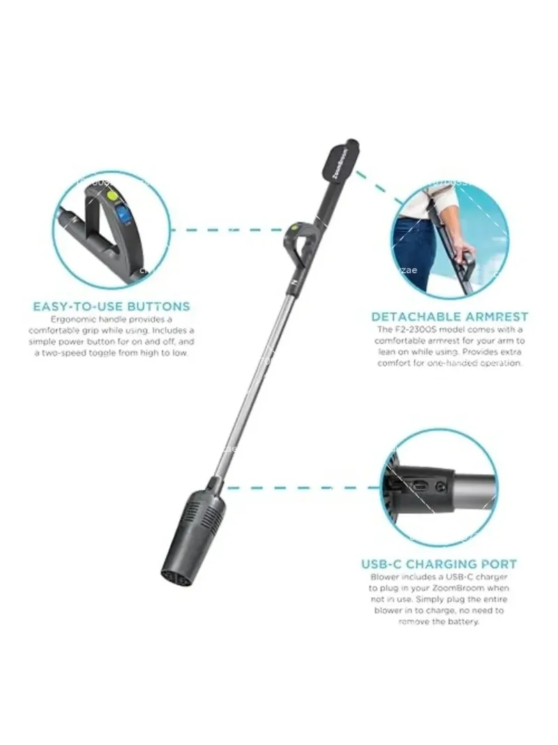 Lightweight Air Broom with Ergonomic Handle, Powerful Controlled Airflow for Easy Debris Removal at Home, Patios, and Picnics