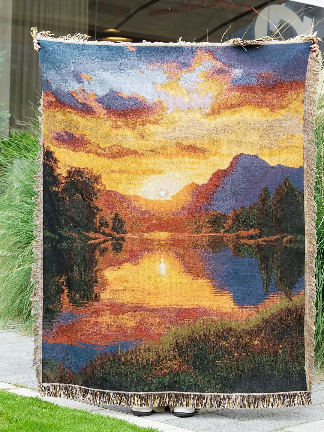 

Вязаный гобелен с исцеляющим лацканом, декоративный f-образный продукт, прямоугольная смешанная пряжа, настенный подвесной художественный домашний ткань