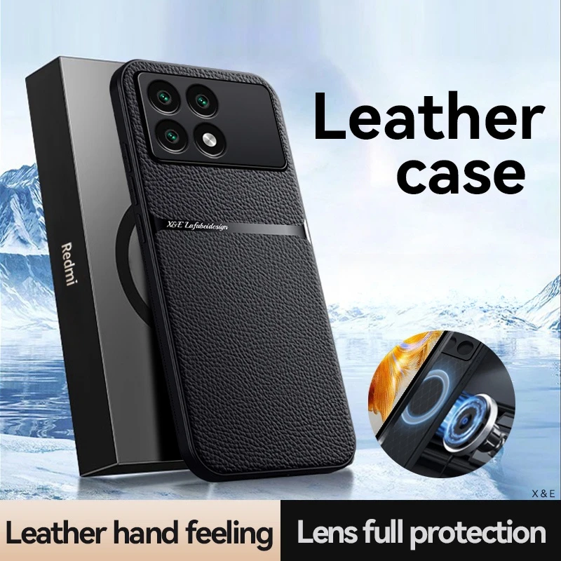 For Pocco F 6 Pro Case Car Magnetic Holder Phone Case For Xiaomi Poco F6 Pro 5G Poko Little F6Pro Shockproof Leather Back Cover