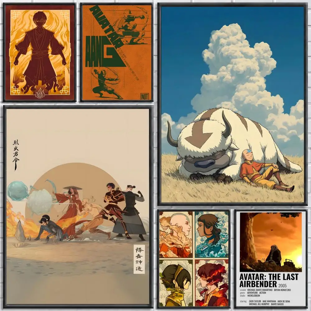 Affiche de dessin animé Avatar The Last Airbender, autocollant mural imperméable, auto-adhésif, Art HD, décoration de chambre à coucher et de Bar