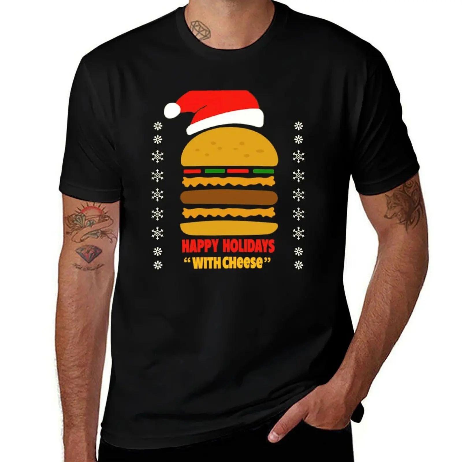 

Happy holidays with cheese T-Shirt t shirts for man cotton t shirts with prints T-Shirt