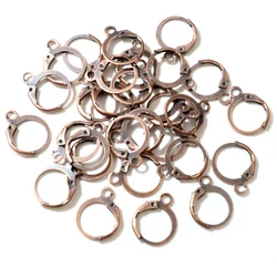 14x12mm 30pcs High Quality Antique Copper Colors Plated Brass French Earring Hooks Wire Settings Base Whole Sale-Y2-21