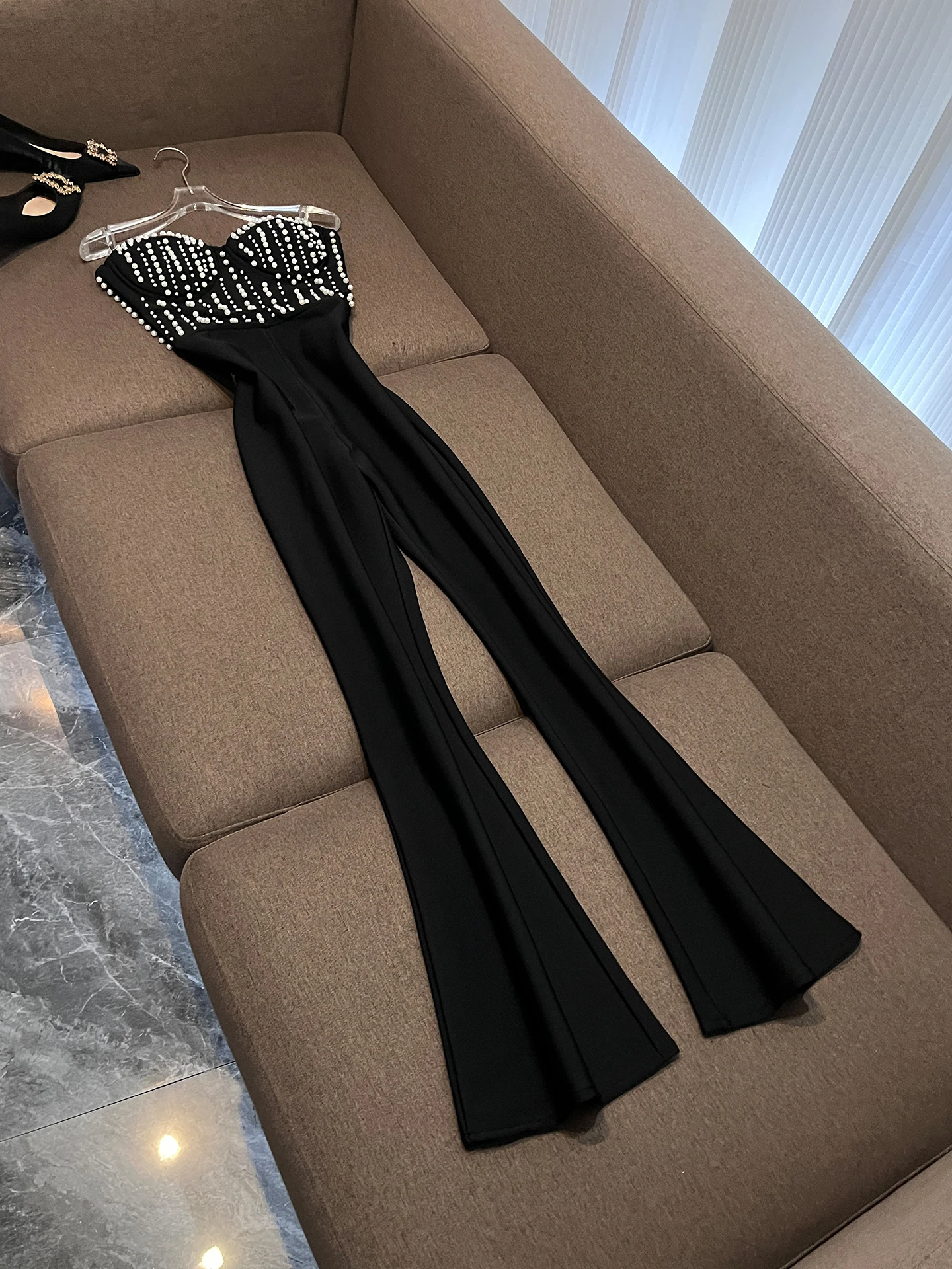 섹시 슬림핏 바디수트 팬츠 하이웨이스트 랩 체스트 타이트 진스 가운 신상 여성 의류 봄 여름 가을