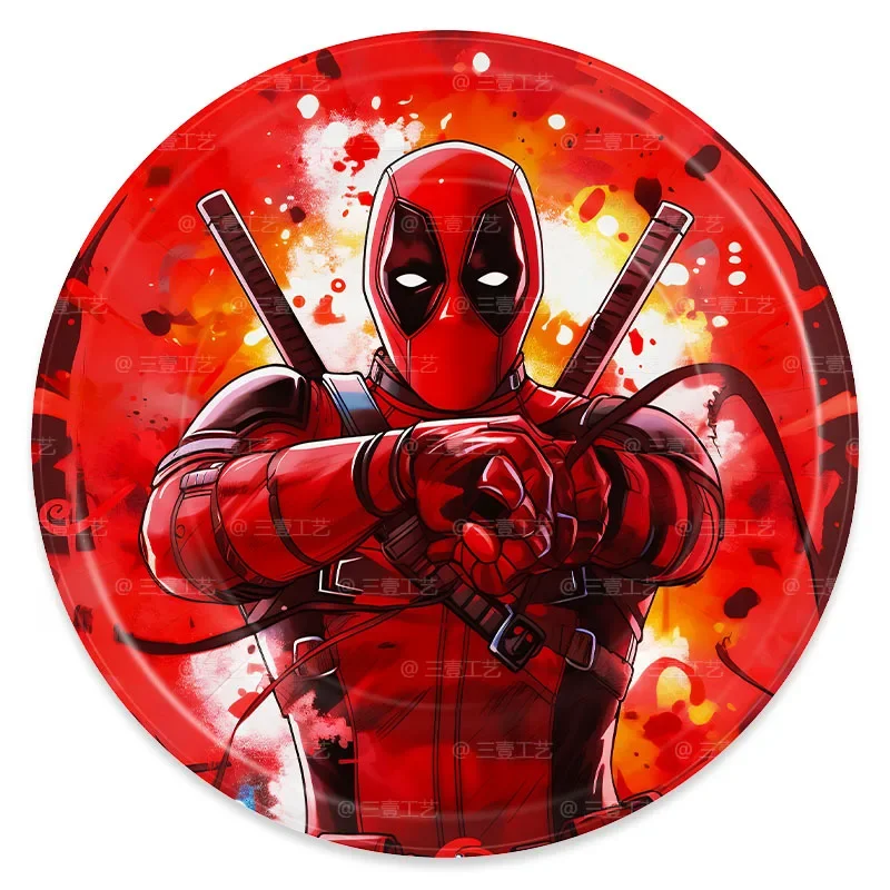 Marvel Deadpool Theme Party Supplies Cartoon Tableware Supplies Talerz Kubek Serwetka Widelce do dekoracji urodzinowych dla dzieci