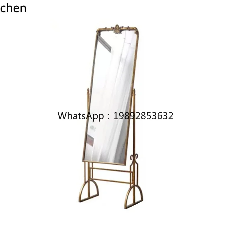 

V8 French Antique Bronze Mirror Entryway Floor Mirror Tea Restaurant Photo Bedroom Living Room Iron Art Dressing Mirror