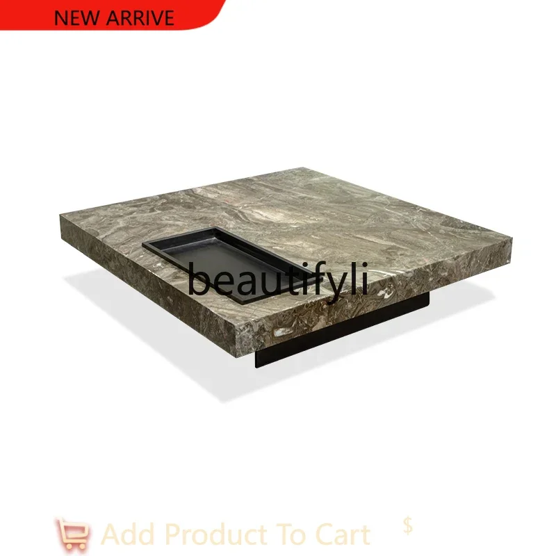 

Italian minimalist coffee table villa designer natural marble square coffee table simple G1218