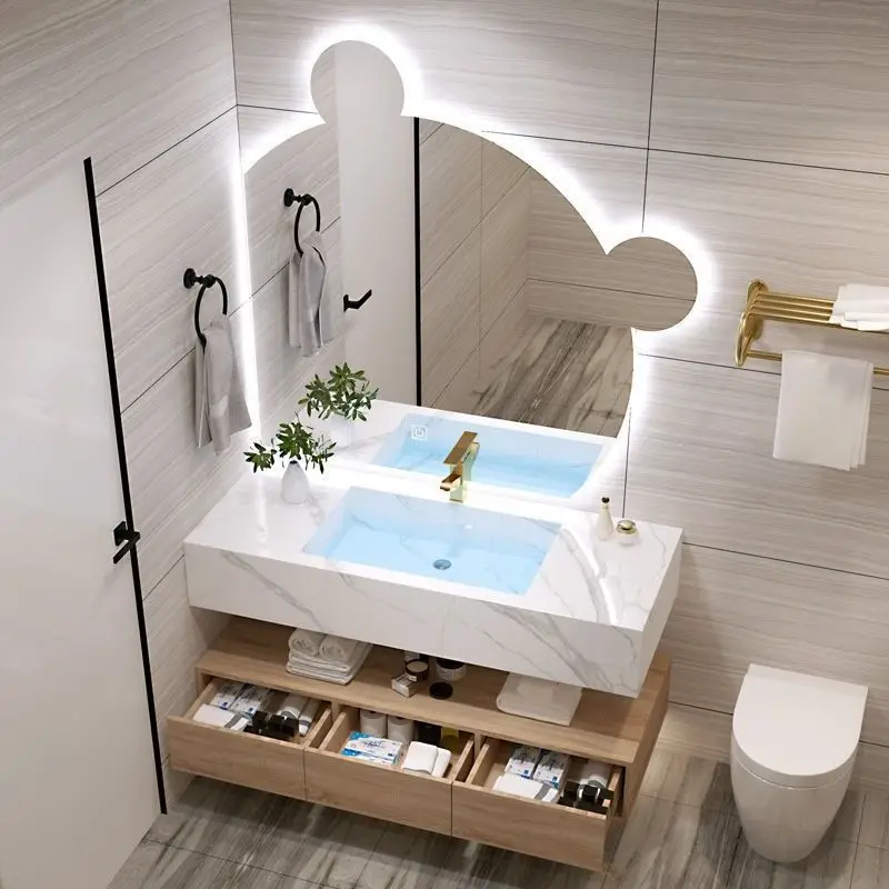 

Bathroom, modern, log color, washstand, slate, integrated basin