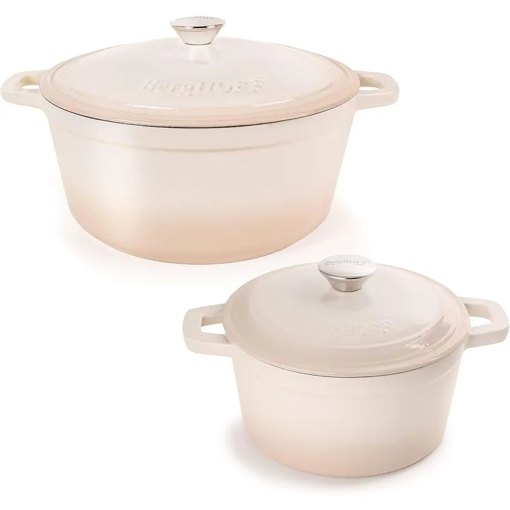 

Enameled Cast Iron Cookware Set, 3-7qt Dutch Ovens, Lid Included, Uniform Heat, Oven Safe (Meringue)