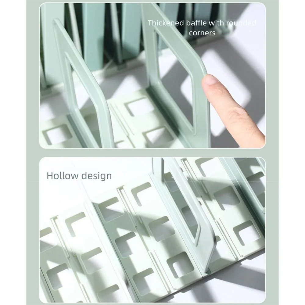 Adjustable Detachable Bookends Non-slip 8 Compartments Vertical Book Holder Space Saving Anti-drop File Storage Bookshelf