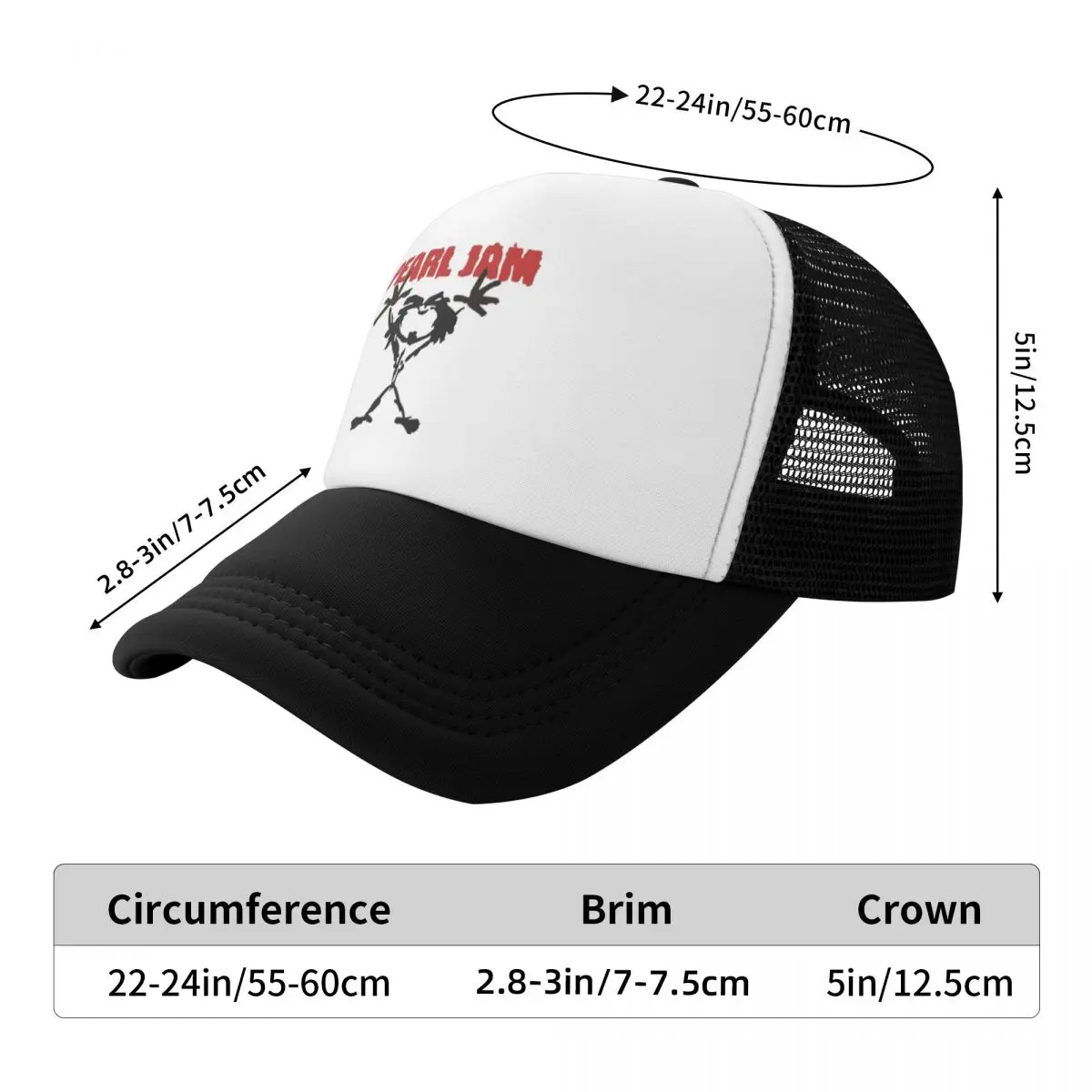 Red Pearls Jam Letters Metal Rock Band Unisex Mesh Baseball Cap For Women Men Preppy Snapback Caps Spring Summer Sunscreen Hat