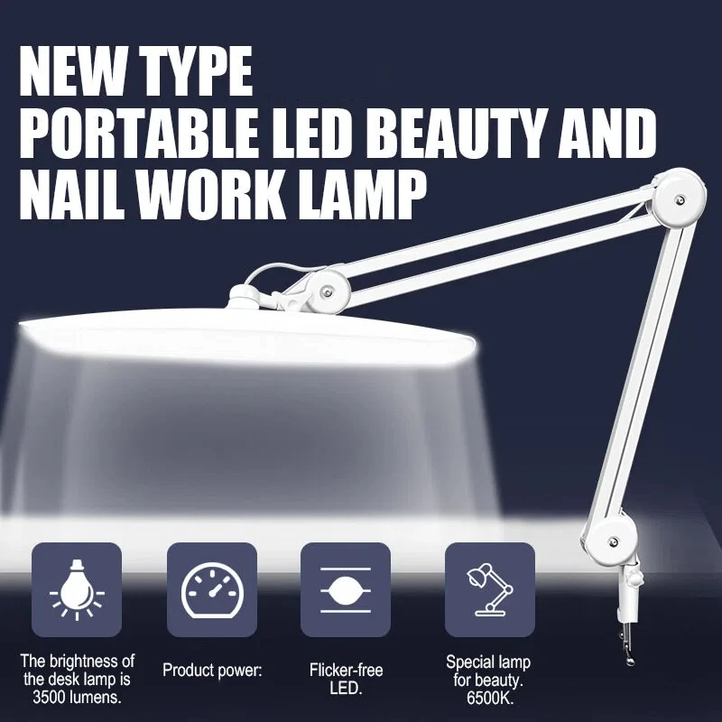 Lámpara de escritorio LED de 24W con almeja, luz de ordenador regulable de 19 pulgadas, luz de escritorio ajustable para el hogar, la oficina, manualidades, clavos y pasatiempos