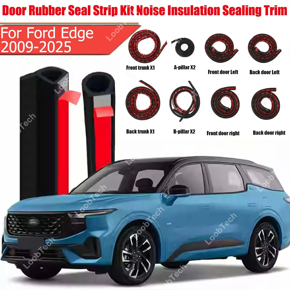 

Door Seal Strip Kit Rubber Weather Draft Wind Noise Reduction For Ford Edge Self Adhesive Door Engine Cover Soundproof Strip