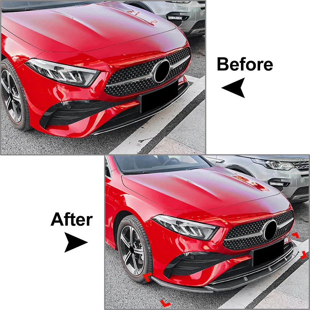 3Pcs Car Front Bumper Spoiler Splitters Lip For Mercedes Benz A-Class W177 CLA Class C118 X118 2023+