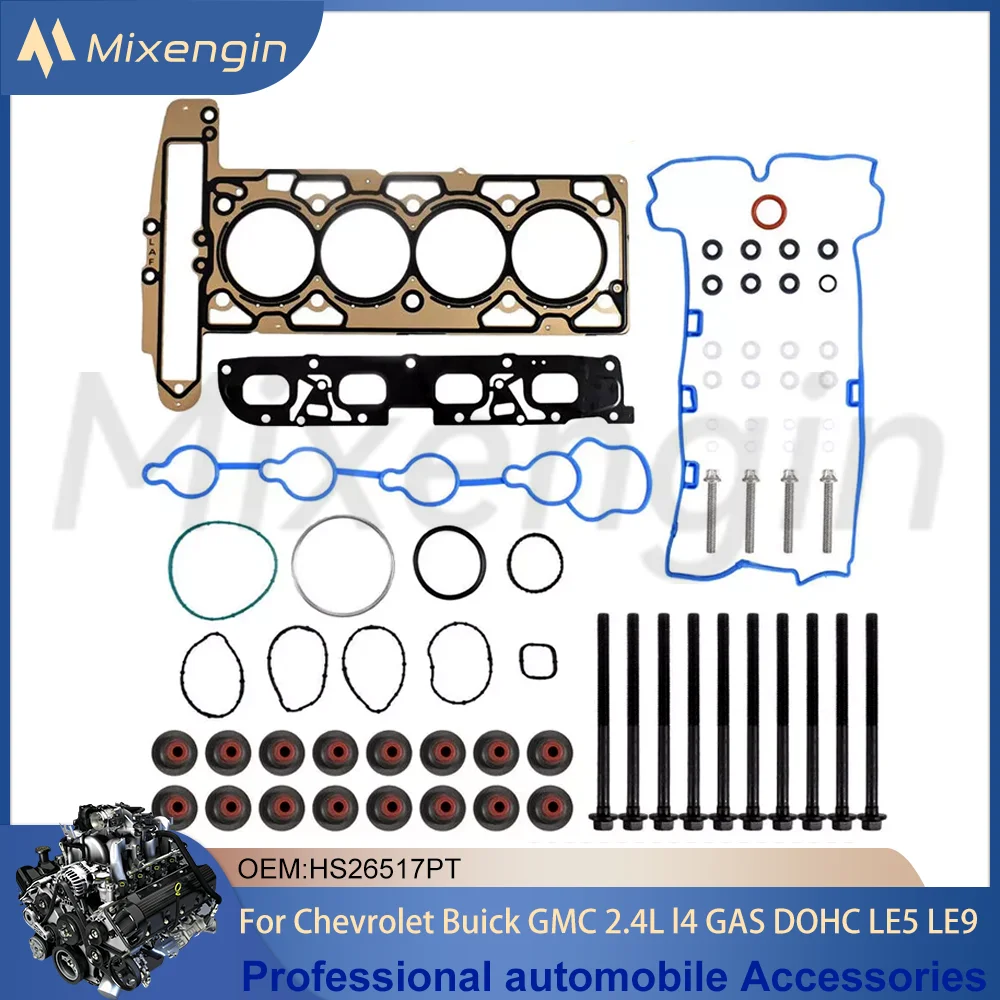 Engine Head Gasket Bolts Set For GM Ecotec Chevrolet Equinox Buick LaCrosse GMC Fit 2.2L 2.4L l4 GAS FLEX DOHC LE5 LE9 HS26517PT