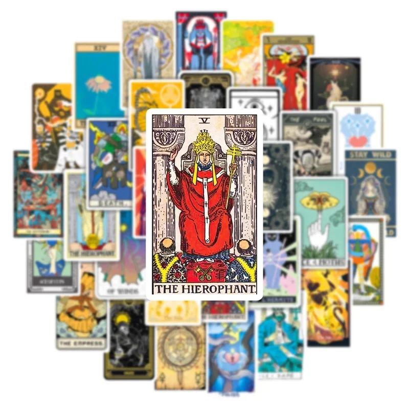 10/50/110Pcs Cartoon Tarot Deck Cards Divination Fortune Telling Doodle Sticker Waterproof Stickers Graffiti DIY Decals