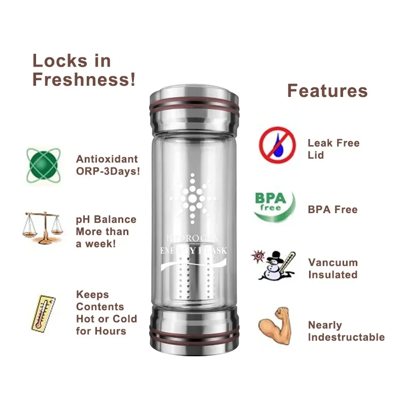 400ml Alkaline Water Bottle(Increase the PH to the 7.2 to 9.5 Energy Bottle Flask Hydrogen-rich energy glass  The Tomalin Cup