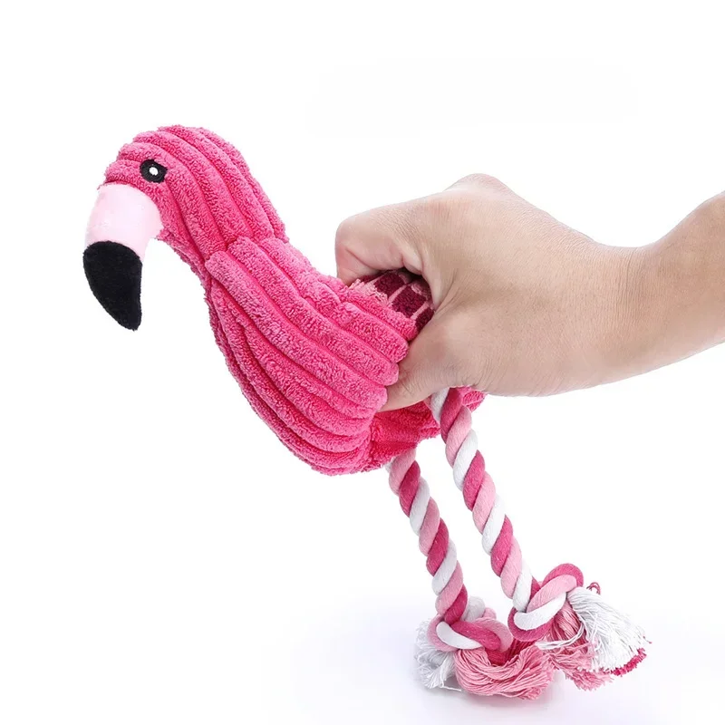 

Funny Interactive Dog Toys flamingo Design Plush Squeaky Pet Toys Grinding Teeth Creative Chew Toy For Small Medium Dogs