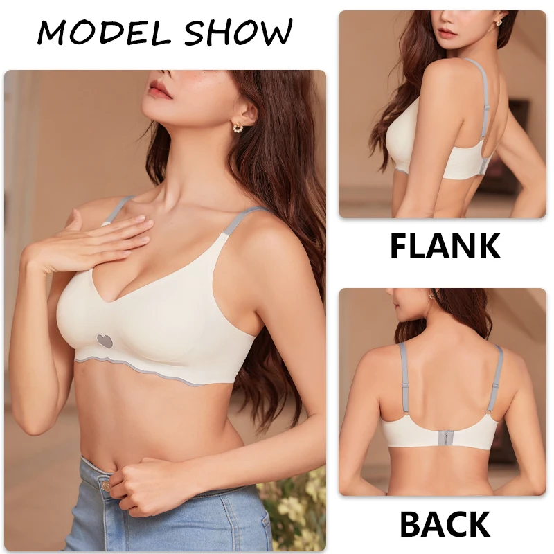 2pcs Women Seamless Push Up Bras Sexy Backless Underwear Deep V Neck Brassiere Removable Padded Bralette Wireless Soft Lingerie