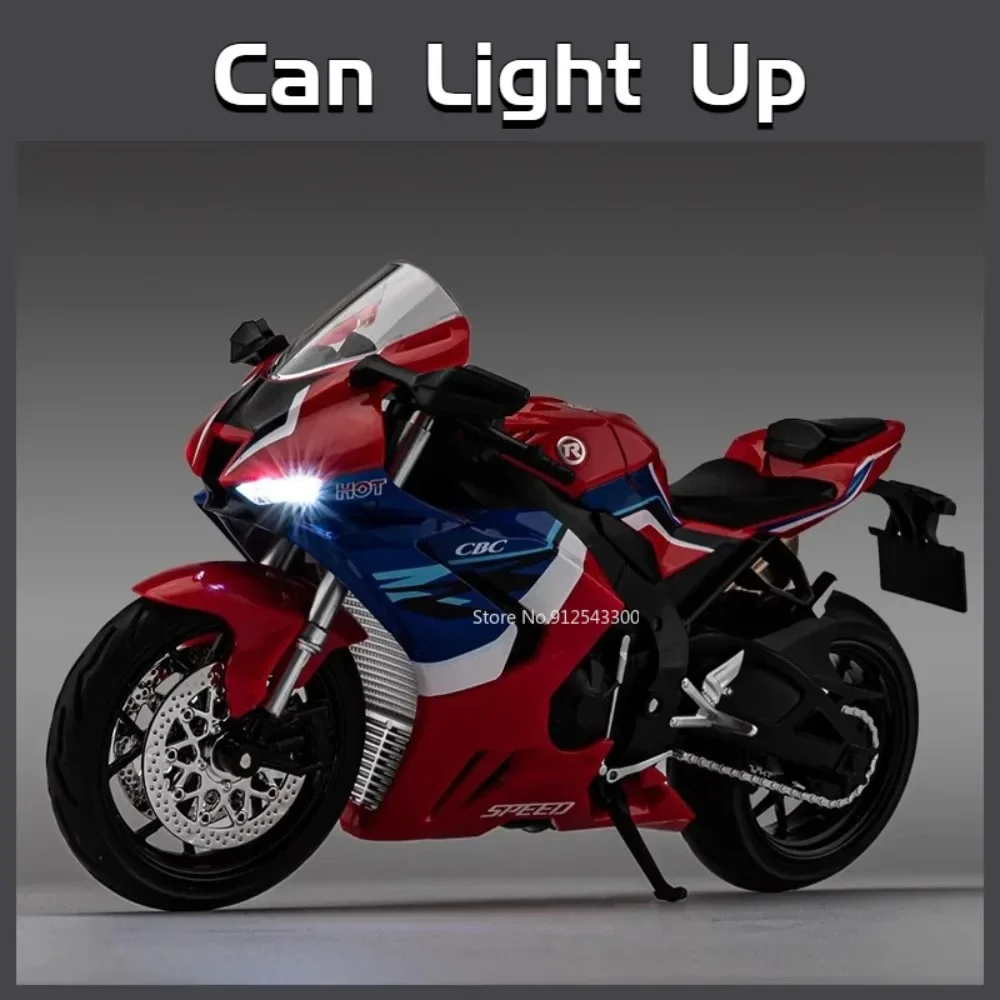 1:12 Scale Honada CBR1000 Speed Toy Motorcycle Model Alloy Diecast Simulation Sound Light Miniature Motor Models Gifts for Boys