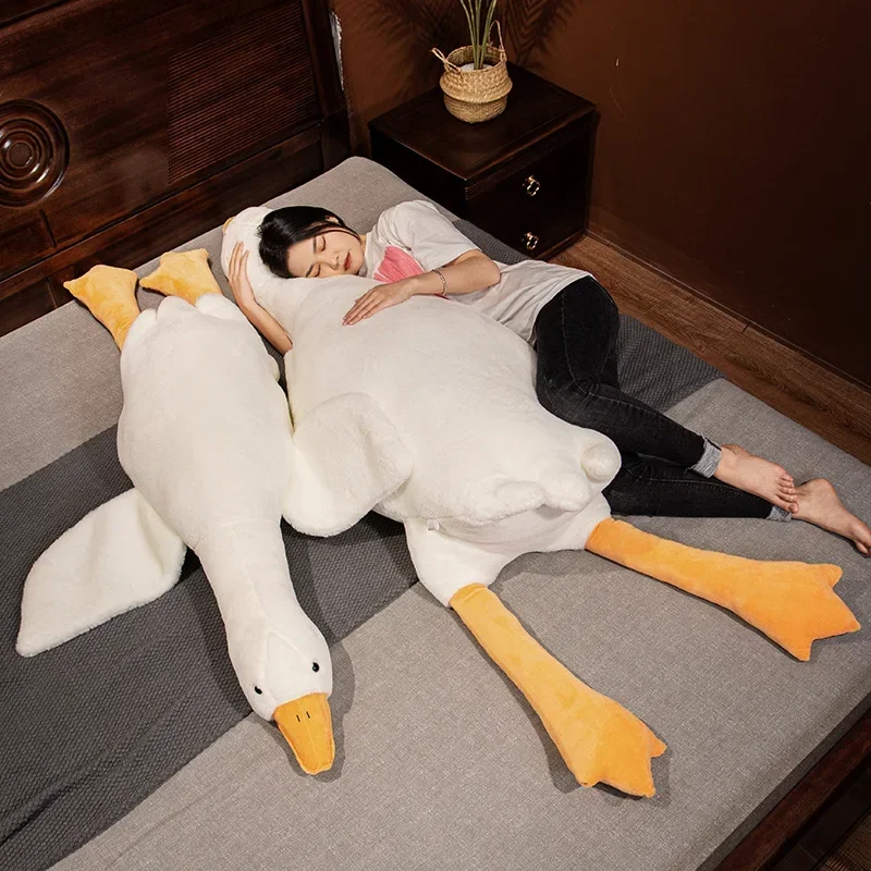 

160cm White Duck Plush Toys Sleep Pillow Cute Animal Doll Stuffed Swan Goose Plush Dolls Floor Mat Kids Girls Birthday Gift