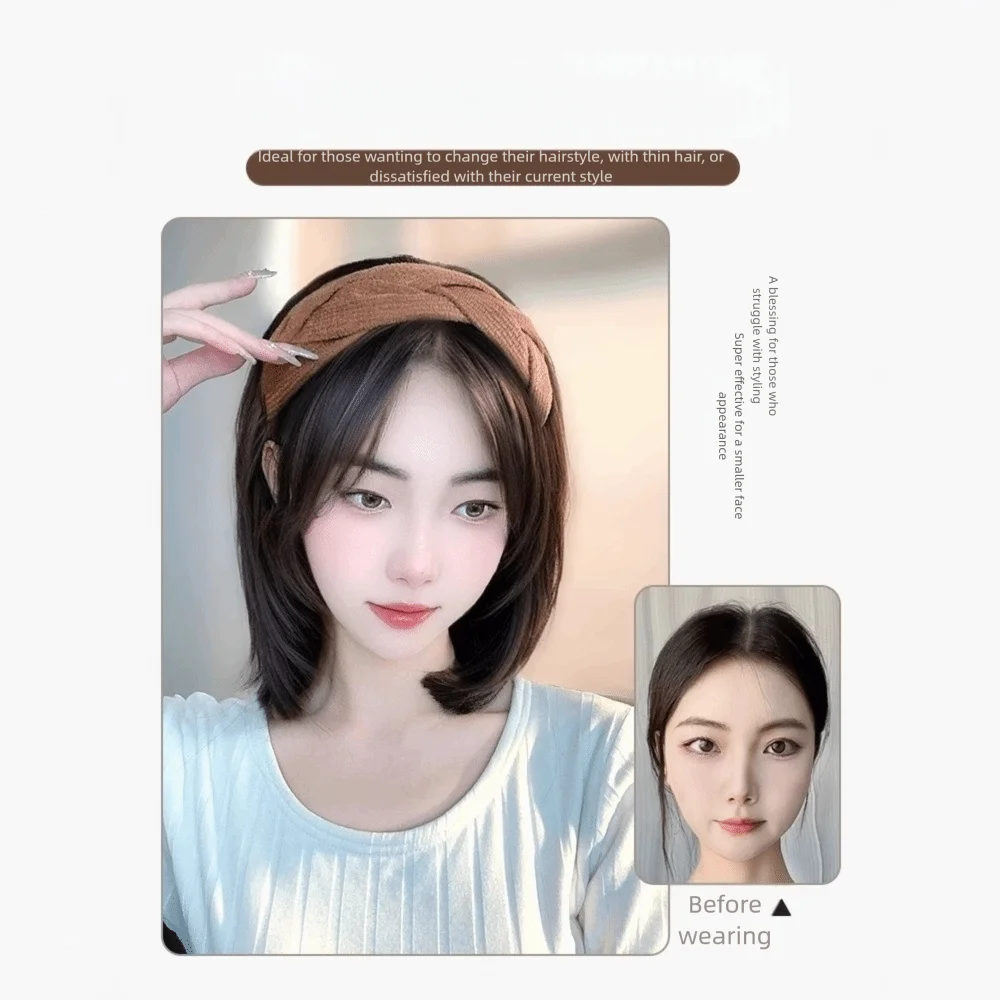 

Fashion Hair Extension Synthetic Headband Replacement Natural Wig Clip Straight Hair Hairpieces Synthetic Women