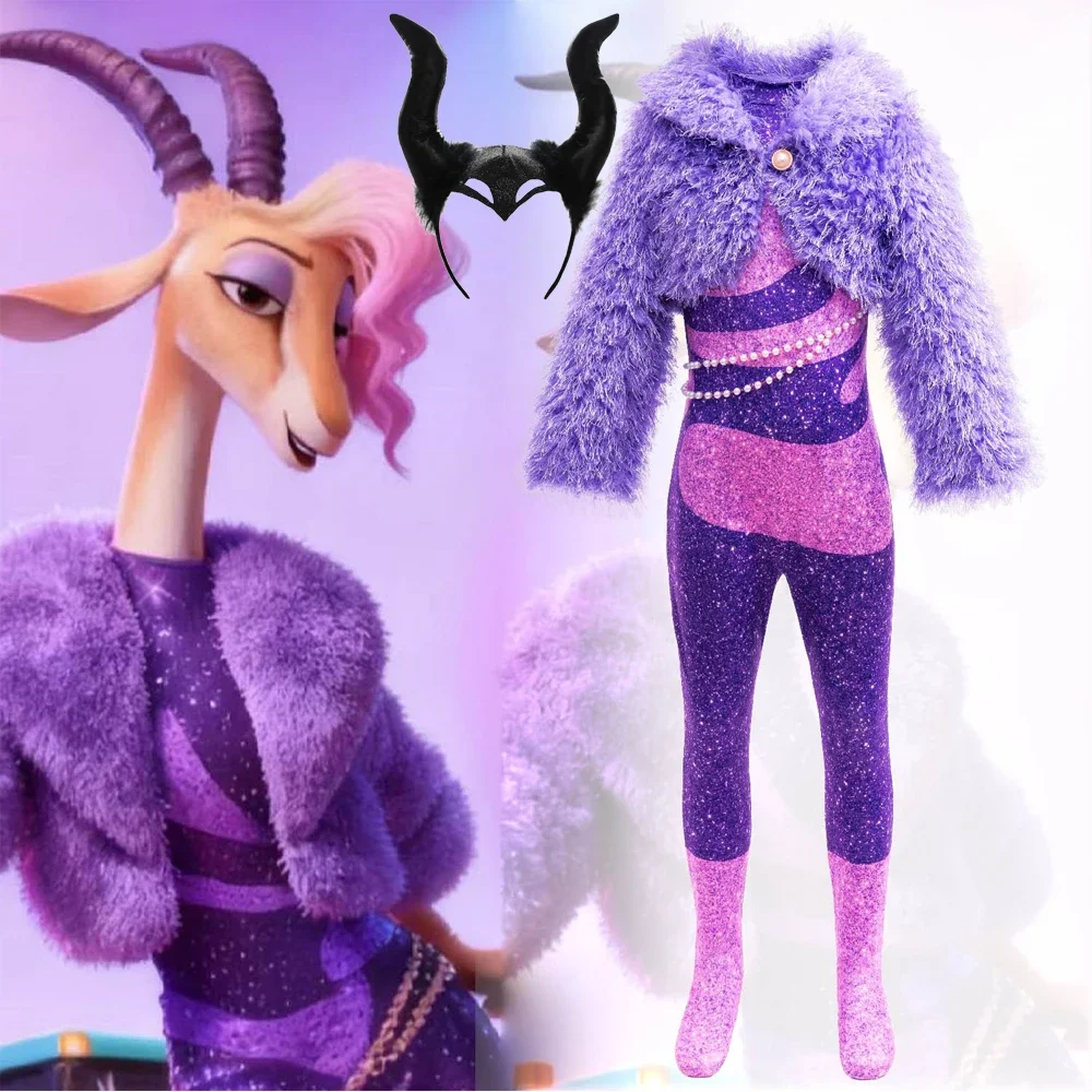 

Zoo Gazelle Cosplay Costume Carnival Party Female Singer Stage Performance Outfits Halloween Anime Zootopia Dress Up Clothes