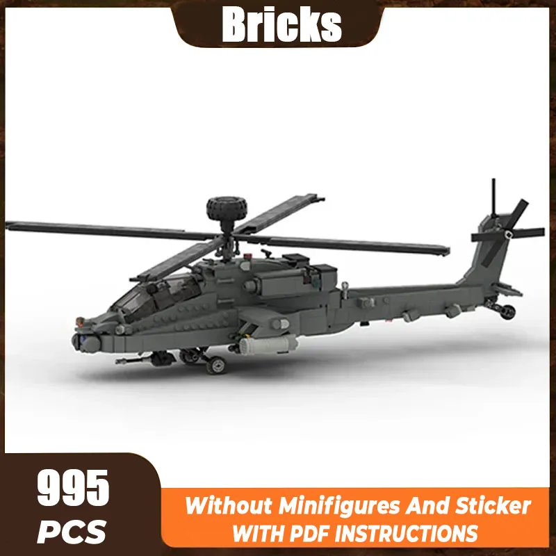 Moc Building Bricks Military Fighter Model Boeing AH-64 Apache Technology Modular Blocks Gifts Christmas Toys DIY Sets Assembly