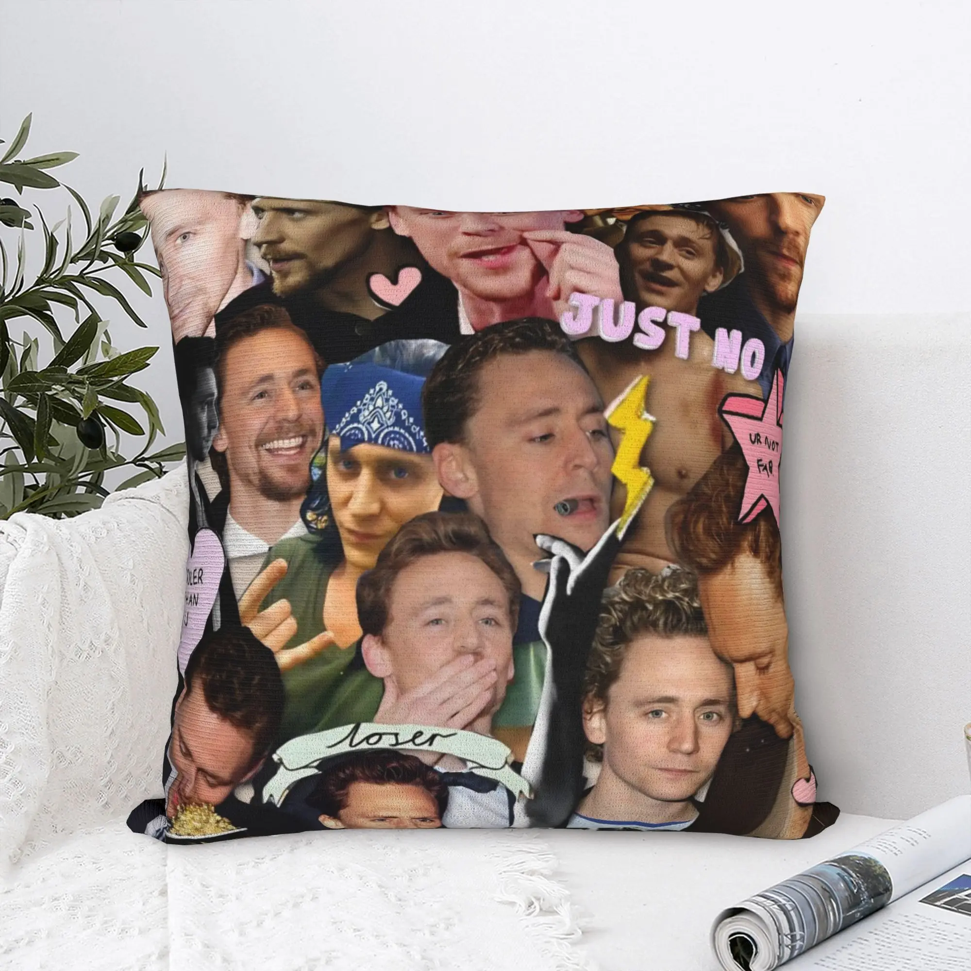 Tom Handsome Actor Hiddlestons Pillowcase Printed Polyester Cushion Cover Gift Art Cool Throw Pillow Case Cover Seater Zipper