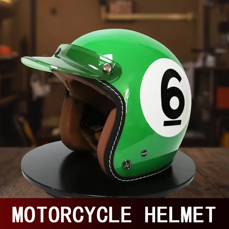 Creative Table Tennis Helmet Unisex Retro Motorcycle Three-Quarters Ski Pedal Helmet Birthday Gift Cute Helmet