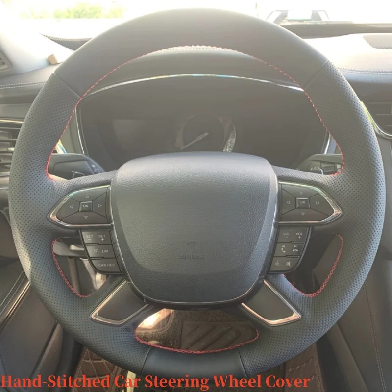 

Customizable Handmade Anti-slip Wear-resistant Breathable Genuine Leather Steering Wheel Cover For Ford Taurus 2015 2016 2017