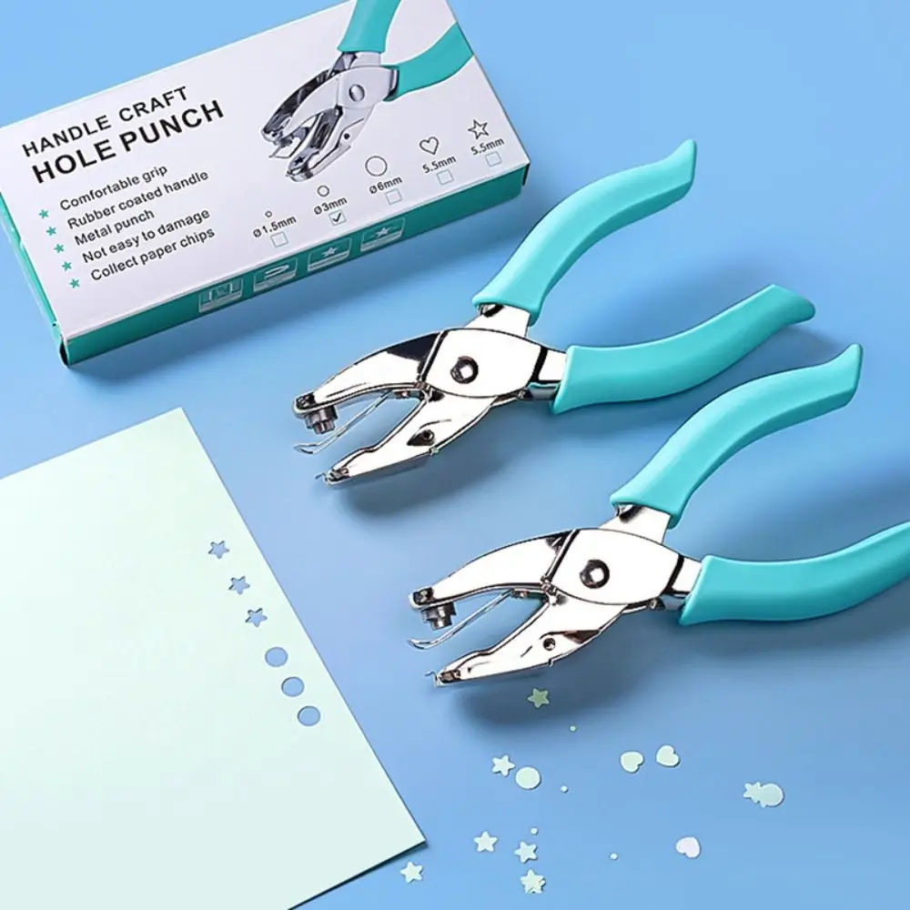 Round/Star/Heart Shape Punching Machine Single Hole Labor-saving Hole Puncher DIY Craft Loose-leaf Binding Tools Embosser