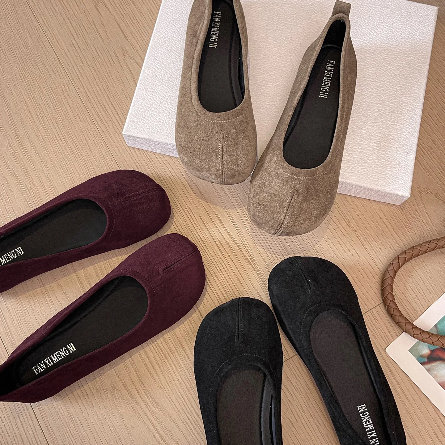 Sapatos planos para mulheres boca rasa sapato de balé novo versátil tabi sapatos mocassins femininos senhoras sapatos