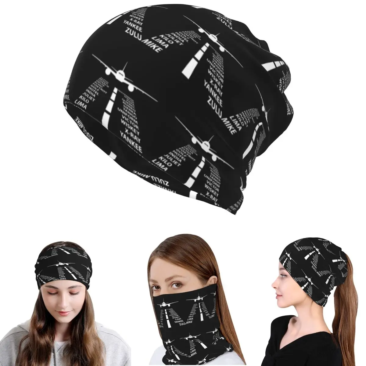 

Phonetic Alphabet Pilot Airplane Funny Aviation Gift Bandana Neck Cover Mask Scarf Multi-use Headband Beanies Hat Adult Washable