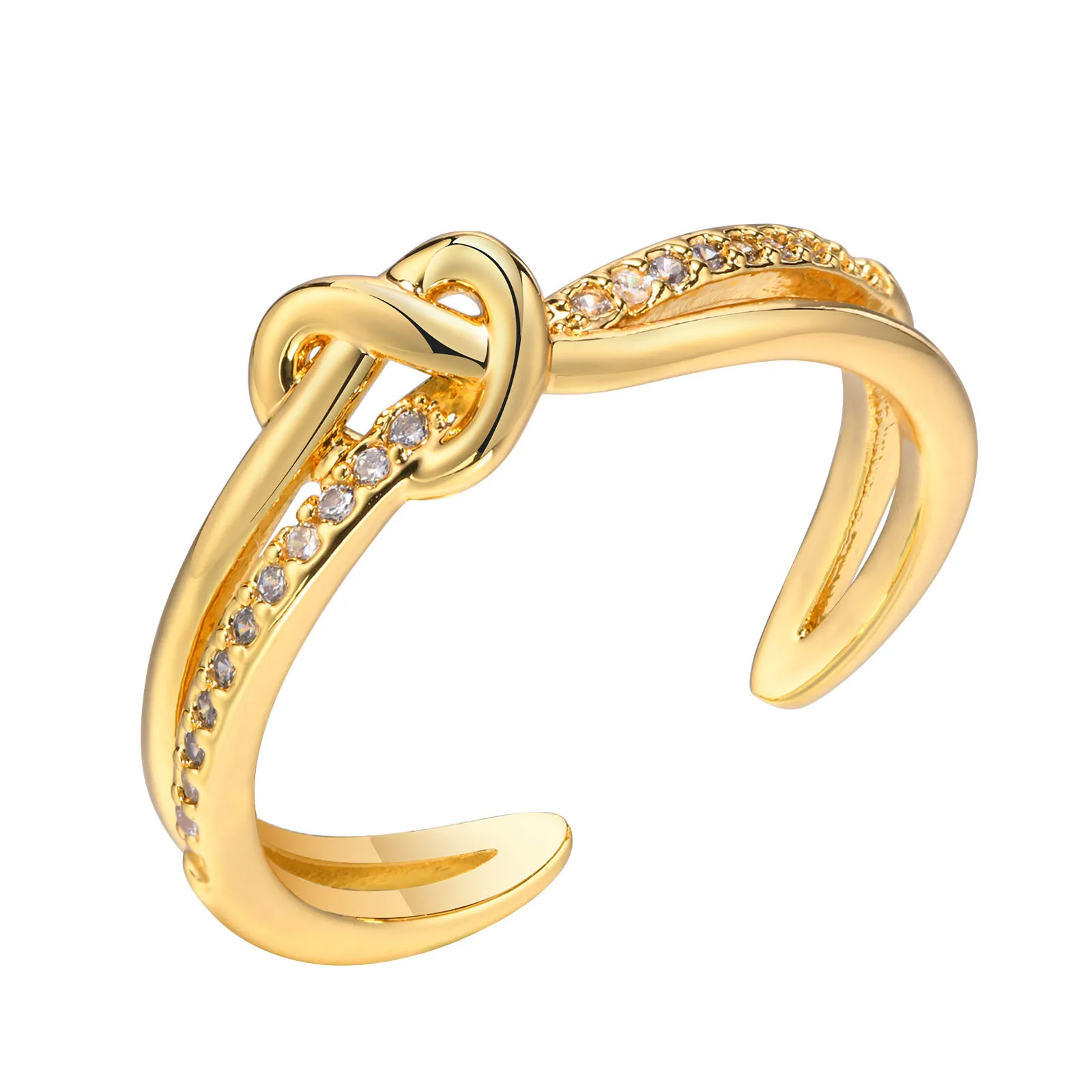 

Love Knoted Ring for Women With Cubic Zirconia Stone Adjustable Jewelry