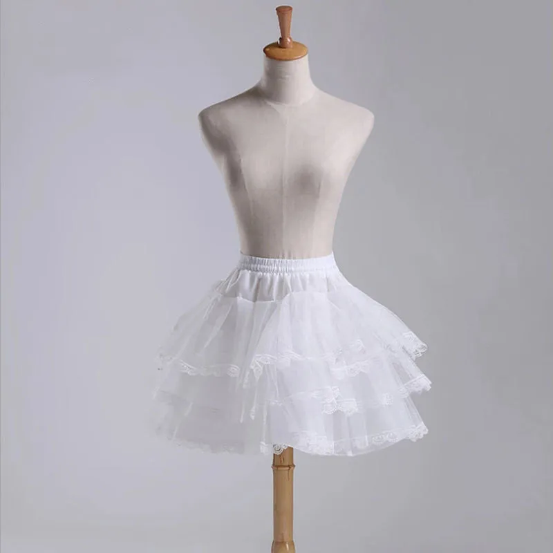 Falda de soporte de grupo corto sin deshuesado, crinolinas, vestido de rendimiento, falda de Ballet, soporte de tres capas con encaje