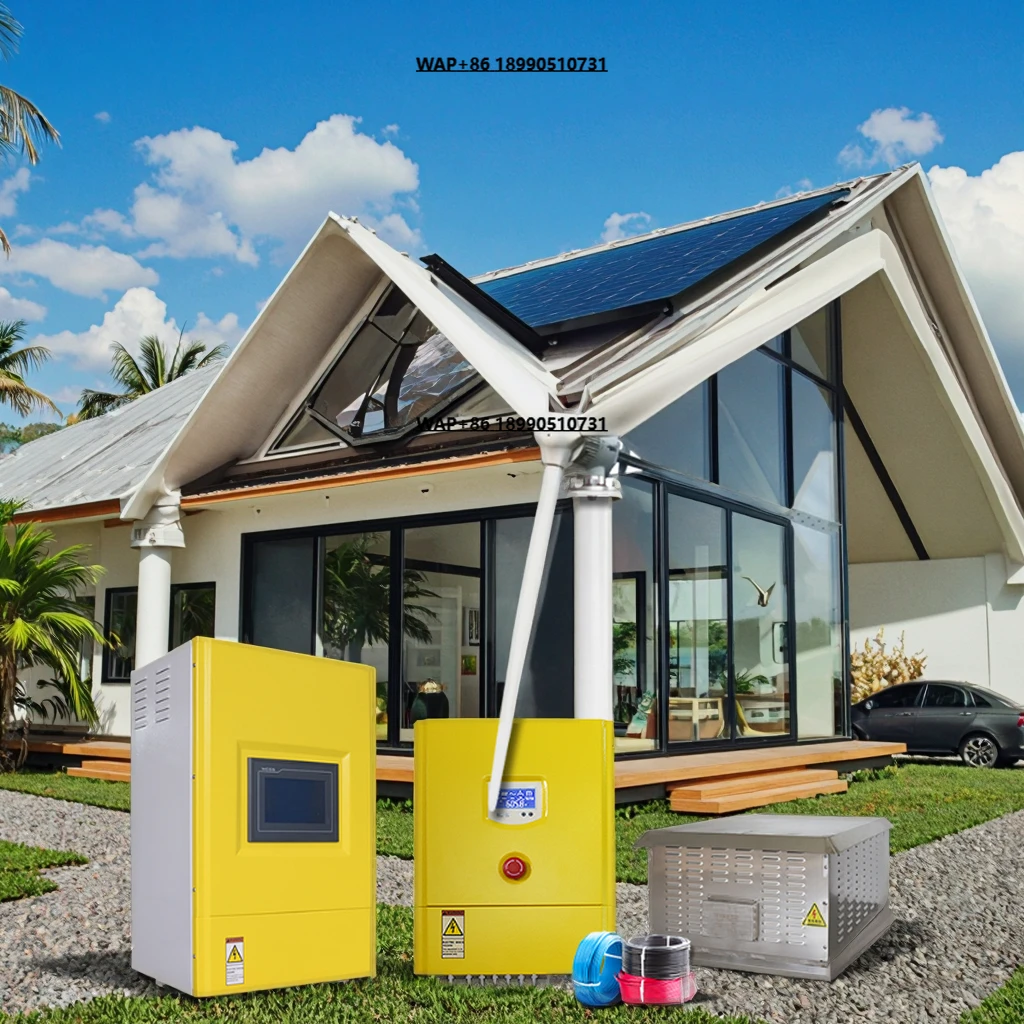10KW Free Energy Solar Panel Generator with Permanent Magnet Wind Hybrid Power System Inverter Battery MPPT & PWM Controller
