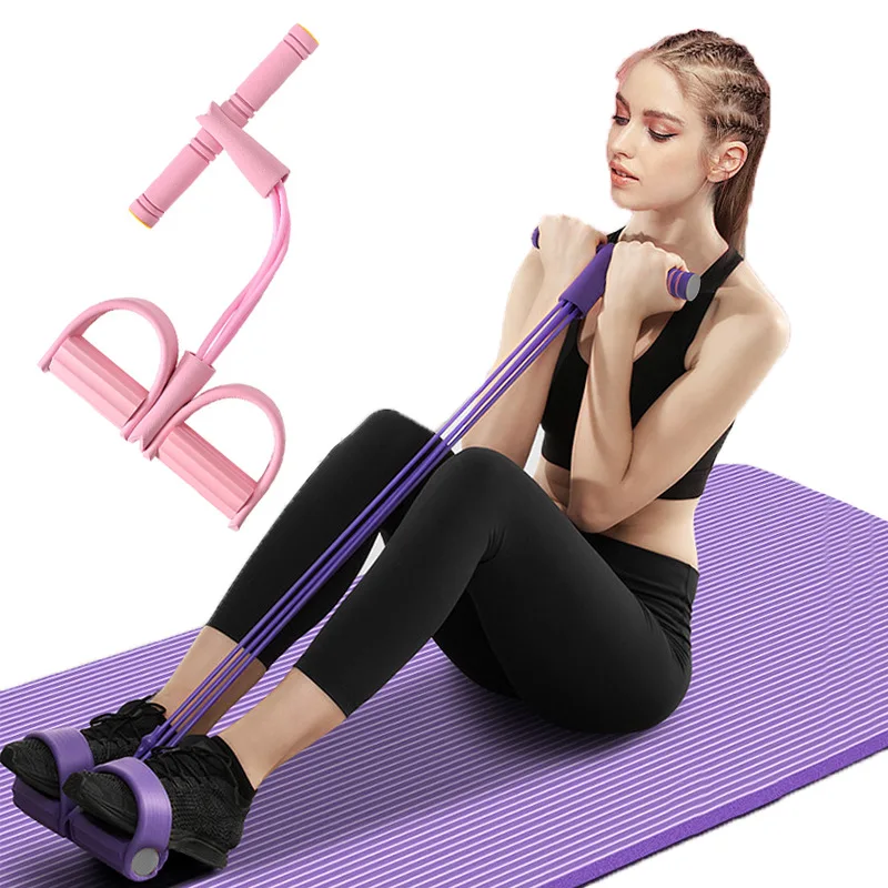 Sit-Up Assistant Female Household Slimming Tummy Pulling Rope Four Tube Treadle Pedal Puller Fitness Abdominal Weight Loss Women