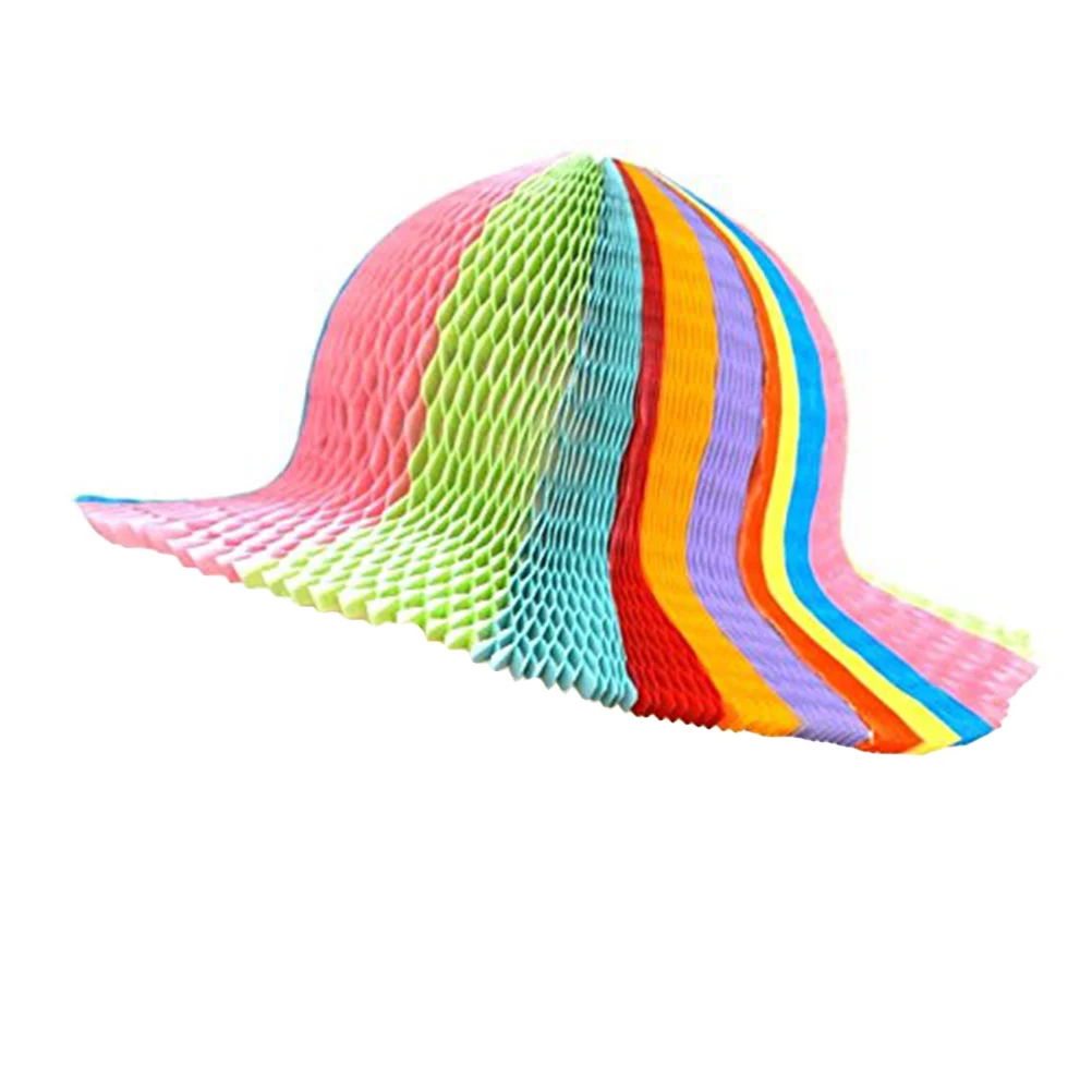 5 Pcs Foldable Paper Hat Rainbow Cap Vase Honeycomb Origami DIY Caps Hats Ever-changing