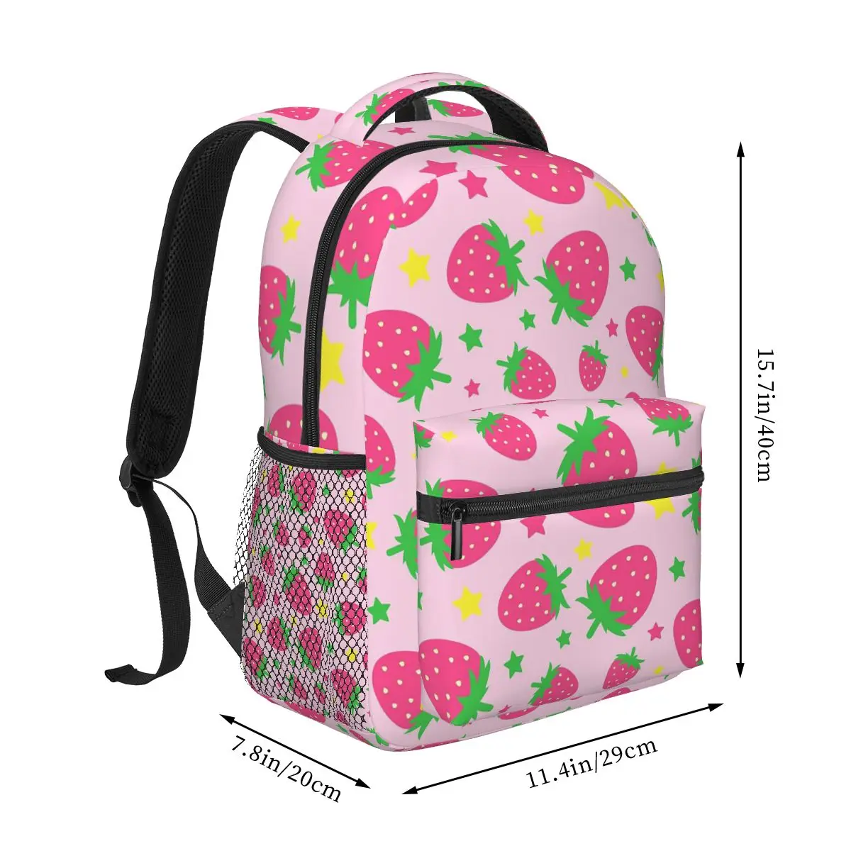 

Strawberry And Star Pattern Backpack Hot Sale Daypack Large Capacity Boys Girls BookBag School Bag Shoulder Bags for Men Women